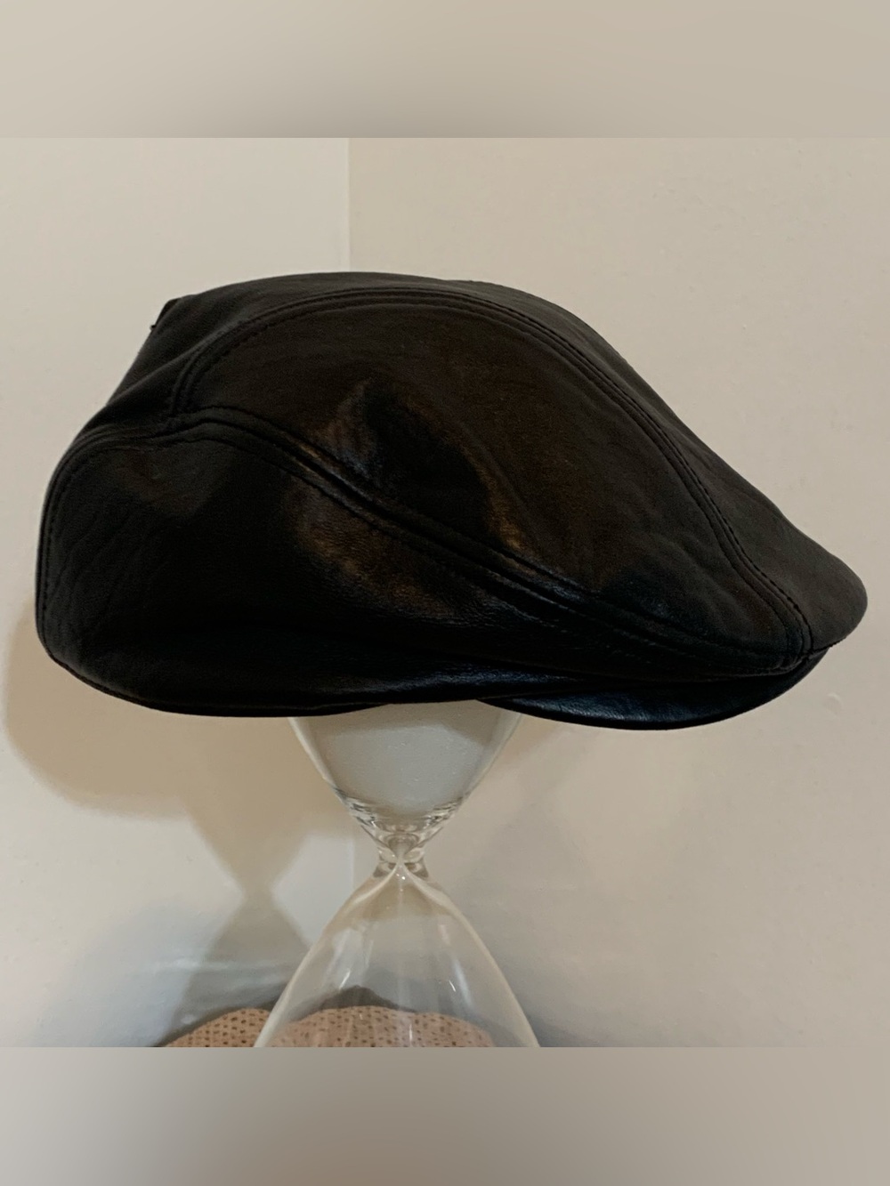 Wilsons Black Leather Unisex Newsboy Ivy Flat Cap